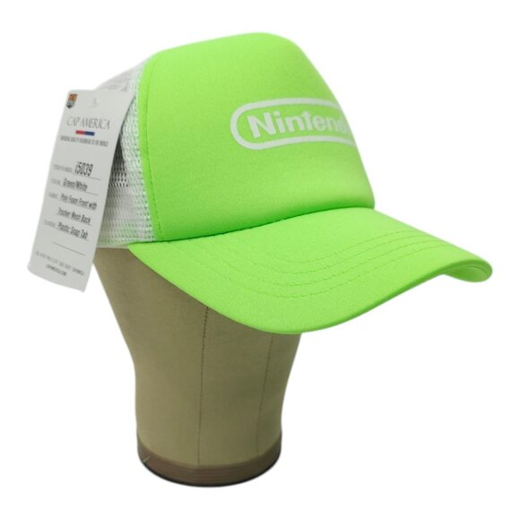 Nintendo Logo Mesh Snapback Cap Trucker Baseball Foam Hat NES Neon Green NEW - Picture 3 of 13